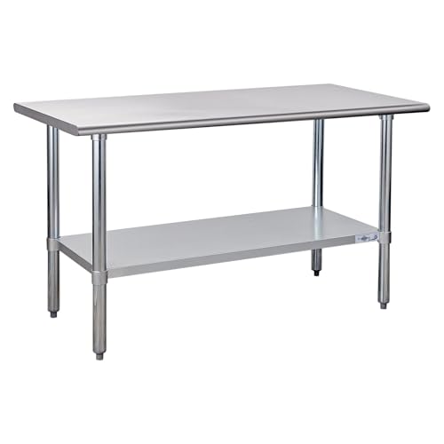 Profeeshaw Stainless Steel Prep Table 24''x60'' NSF Commercial Workbench - color: No Backsplash, size: 24''x60''