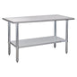 Profeeshaw Stainless Steel Prep Table 24''x60'' NSF Commercial Workbench - color: No Backsplash, size: 24''x60''