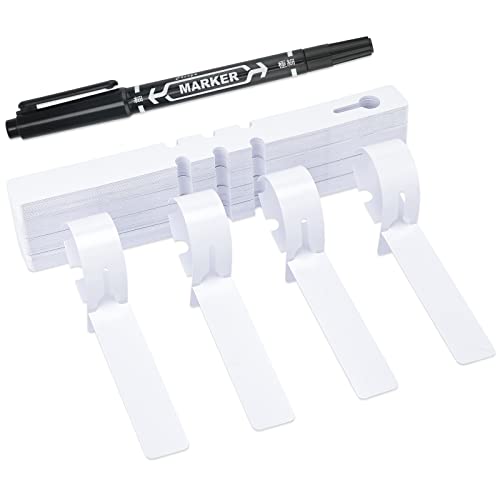 KINGLAKE 200 Pcs White Plastic Plant Tree Tags Nursery Garden Lables 2x20cm Wrap Around Hanging Tags Nursery Garden Stakes Large Writing Surface - color: White