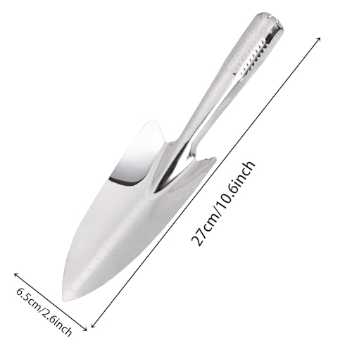 Stainless Steel Hand Trowel, Rustproof Heavy Duty Measuring Garden Shovel - color: Narrow Graduated Spatula