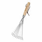 Hand Cultivator with 9-Teeth Rake - 14.4 Inch for Garden Bed Cultivating Soil, Weeding, Raking Leaves, Levelling Gravel - Solid Wood Handle