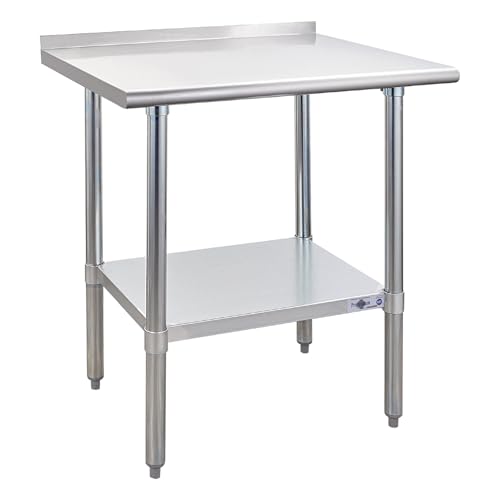 Profeeshaw Stainless Steel Prep Table 24''x30'' Workbench with Backsplash - color: With Backsplash, size: 24''x30''