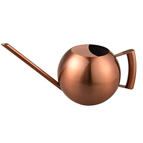 IMEEA 45oz/1.3Liter Metal Watering Cans for Indoor Plants Stainless Steel for Office Fish Bowl Shape (Copper Color) - color: 45oz (Copper Color)