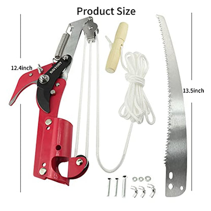 BAYTORY Extendable Tree Pruner Saw Head Without Pole, High-Altitude Branches Trimmer Pruning Shears, Harvester Clipper for Plant Twig Vine, Garden Trimming Tool - style: Iron Connector | 2-Wheel