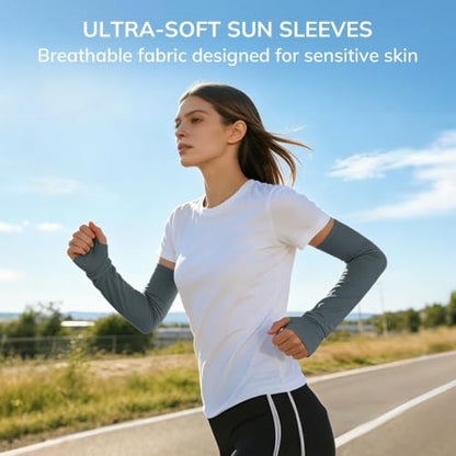 netdraw Unisex Bamboo Viscose Arm Sleeves with Thumb Hole - color: Dark Gray, size: Small-Medium