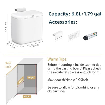 MUEE Hanging Trash Can with Lid for Kitchen, Garbage Can 1.8 Gal/6.8L - size: Standard [1.8 Gal] - For 2-3 Person Families