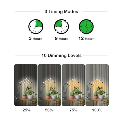 Clip Grow Lights for Indoor Plants, Full Spectrum Plant Lights - size: 1 Pack
