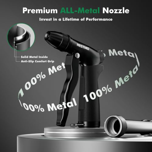 RESTMO Metal Water Hose Nozzle, High Pressure Garden Sprayer, Flash Black - color: Flash Black