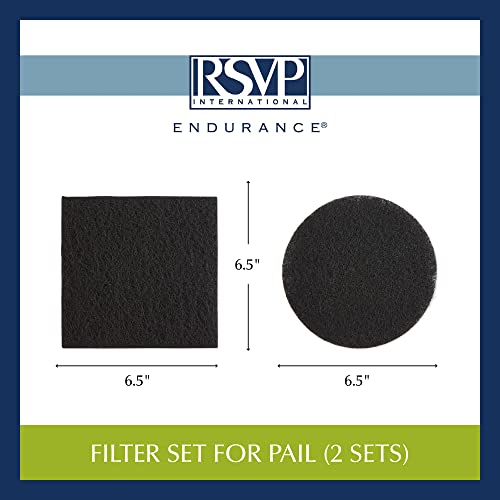 RSVP International Charcoal Compost Bin Filter 2-Piece Set Helps Keep Kitchen Smelling Fresh, Replacement - size: Filter Replacement, 2-Piece, 1-Gallon