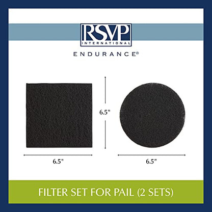 RSVP International Charcoal Compost Bin Filter 2-Piece Set Helps Keep Kitchen Smelling Fresh, Replacement - size: Filter Replacement, 2-Piece, 1-Gallon