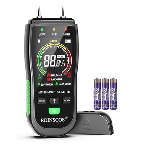 RDINSCOS Digital Moisture Meter Pin-Type Wood Moisture Detector - color: Black-mt19c