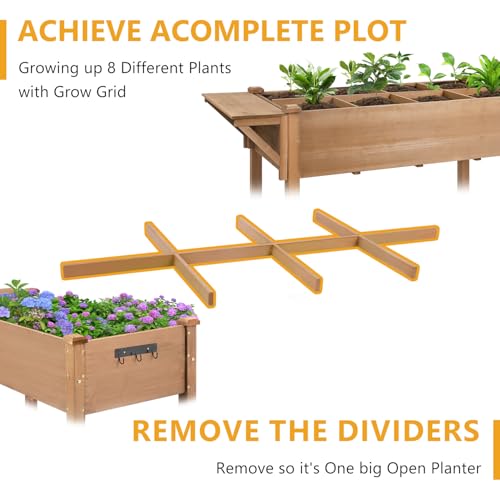 ketive Raised Garden Bed with Lockable Wheels Mobile Elevated Wood Planter,Storage Shelf, Protective Liner,55.5x24x32in (Brown) - size: 55.5" x 24" x 33"