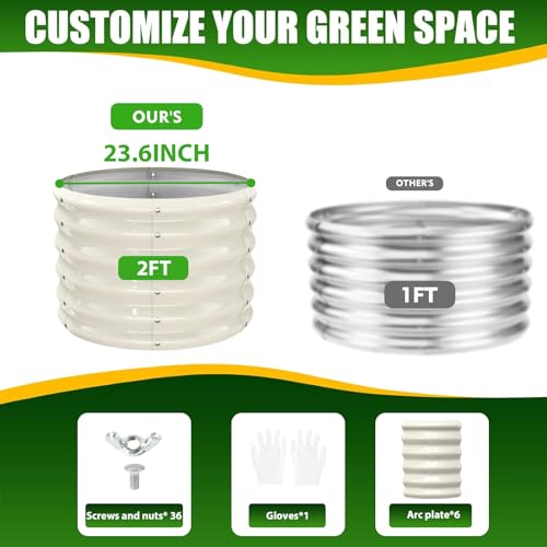 TBMLC 17" Tall, 24" Diameter Elevated Round Metal Raised Garden Bed White - color: White, size: 2FT Diameter
