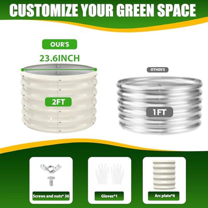 TBMLC 17" Tall, 24" Diameter Elevated Round Metal Raised Garden Bed White - color: White, size: 2FT Diameter