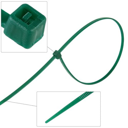 4 inch 3mm Dark Green Nylon Garden Cable Zip Ties Self Locking Cable Ties Twist Ties, Multi-Purpose Cable Tie(100 Pcs) - size: 4 in x 0.118 in