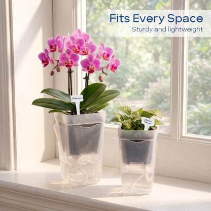 16 Pack 2" Mini Self Watering Pots Clear Deep Square Planters - size: 2"