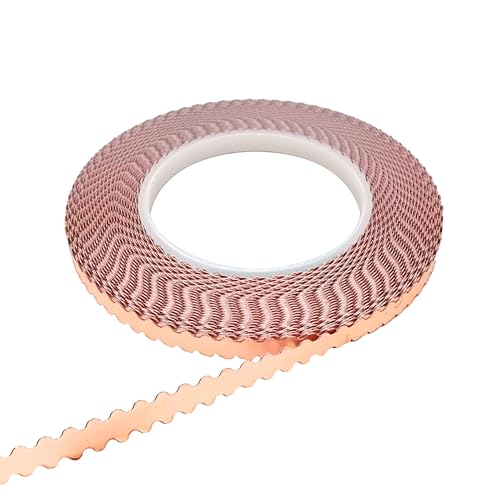 ARTIMUSES Double Edged Scalloped Copper Foil Tape for Stained Glass, DIY Handicrafts, Crafting (Small Scalloped) - color: small scalloped