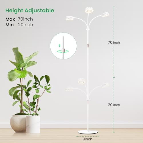 LORDEM Full Spectrum Grow Light with Stand for Indoor Plants, Up to 70 in
