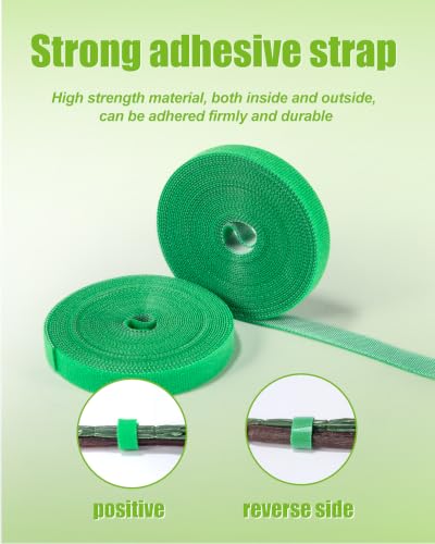 8 Rolls (131.2 feet totaling) Hook‑and‑Loop Plant Ties with Pruning Shears, Adjustable Reusable Garden Straps for Climbing Plants, Tomato Vines, 1/2" Wide