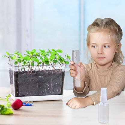 Oliz 4pk Self-Watering Windowsill Planters, Clear Plastic w/Drainage Holes