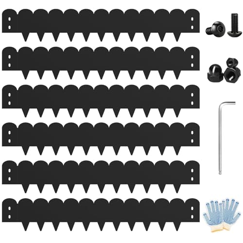 Steel Landscape Edging 20FT Kit – Metal Garden Edging with Scalloped Design, 8 Inch Galvanized Lawn Edging for Flower Bed Borders & Garden Border Edging - color: Black-Wavy Top, size: Pack of 6 ( 40 x 8 Inch )