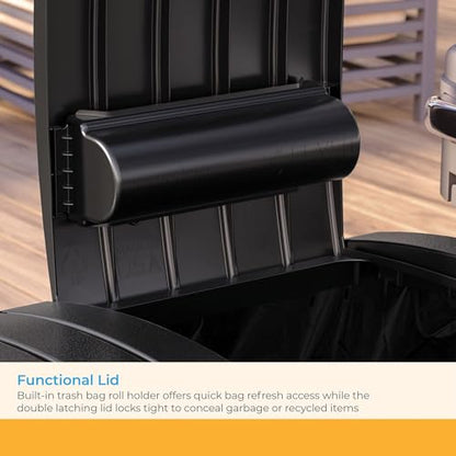 Suncast Dual 33 Gal Trash Hideaway Cabinet, Discrete Outdoor Storage - color: Black