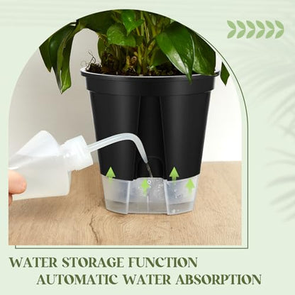 Wonderjune Self Watering Planter, 5.91'', Black, 9 Pcs - color: Black, size: 5.91''