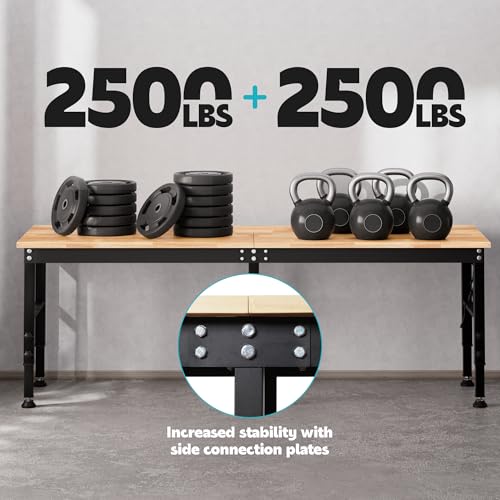 Antifir 96'' Adjustable Workbench, Heavy Duty Workstation - size: 96"x24"|Socket|Pegboard