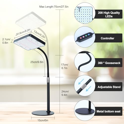 Tabletop Grow Light for Indoor Plants, Seedlings, Seed Starting - size: 1-Head-Tabletop