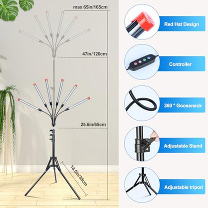 6Head Grow Light with Stand for Tall Plants & Bonsai Tree Indoor - size: 6Head Stand(54W)