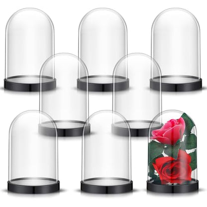 Zhengmy 4 Pcs Plastic Dome with Base Cloche for Craft Clear Display Case