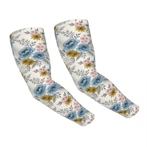 Bulldog Cooling Arm Sleeves Sunscreen Arm Cover With Thumb Hole - color: Floral Pattern