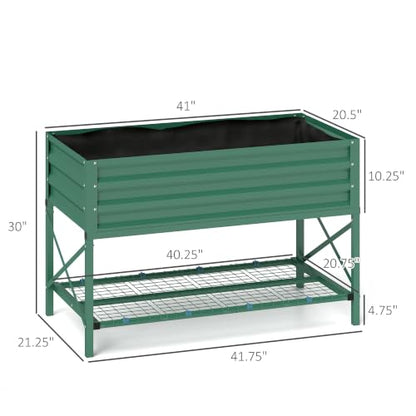 Outsunny Raised Garden Bed with Galvanized Steel Frame, Green - color: Green