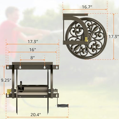 GOFORWILD Wall Mount Garden Hose Reel, Holds 200-Feet of 5/8-Inch Hose