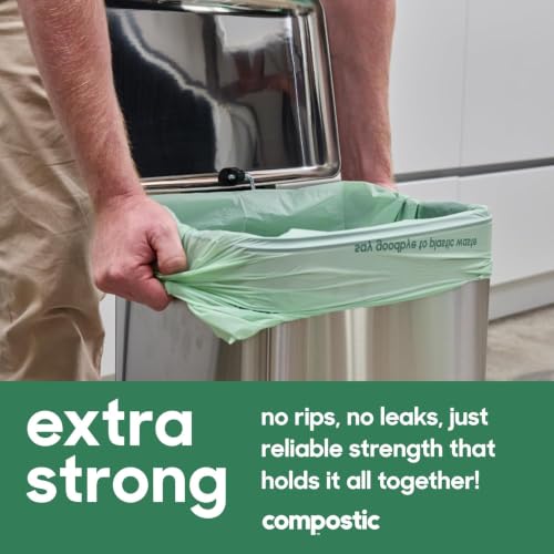 Compostic Compostable Trash Bags, 1.6 Gallon Mini Bin, 100 Ct - size: 100 Count (Pack of 1), style: Mini 1.6 Gallon