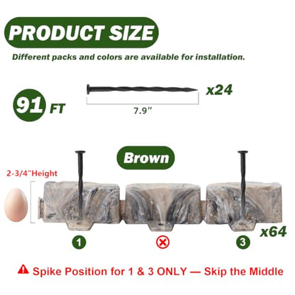 Landscape Edging Garden Edging Border Faux Stone Edging,91FT x 2.75 in Tall - color: Brown, size: 91FT(64 Pack)