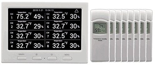 Ambient Weather WS-3000-X3 Thermo-Hygrometer Monitor w/ 8 Remote Sensors - size: 1 Console / 8 Sensors