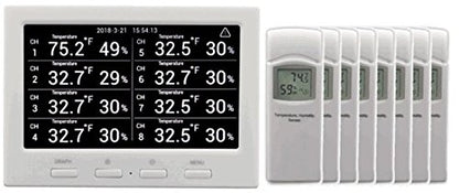Ambient Weather WS-3000-X3 Thermo-Hygrometer Monitor w/ 8 Remote Sensors - size: 1 Console / 8 Sensors