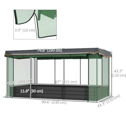 Outsunny 7.3 x 3.4 x 1 ft Galvanized Raised Garden Bed with Cover Dark Gray
