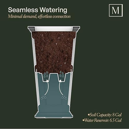 Mayne Fairfield 34in Self-Watering Tall Square Planter, Black - color: Black, size: 34in