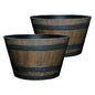 Whiskey Resin Flower Pot Barrel Planter,20.5" Walnut Brown,2-Pack