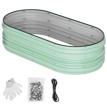 WORKPRO 4x2x1ft Galvanized Raised Garden Bed Set - color: Light Green, size: 4x2x1ft