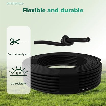 50Ft 1/4 Inch Soft PVC Drip Irrigation Tubing, for Low Pressure System - size: 50FT