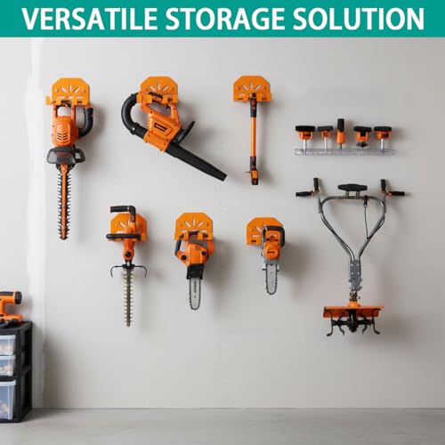 2 Pack Wall Mounted Tool Holder for Garage & Garden - Orange Metal Durable