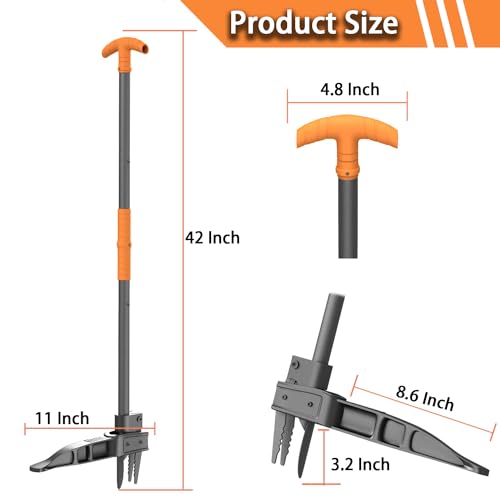 Stand Up Weed Puller with Long Ergonomic Handle, Black