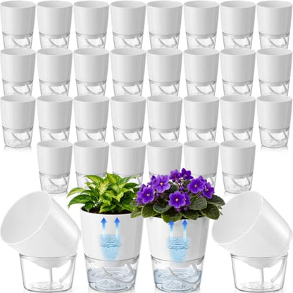 36 Pack Self Watering Pots for Indoor Plants, Bulk Small 3.5 Inch