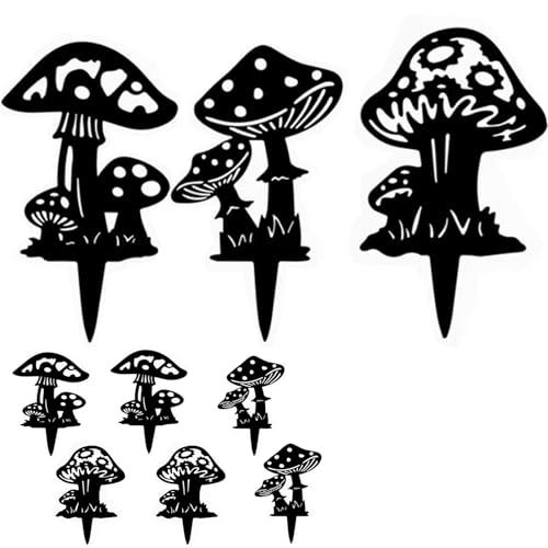 Decorative Garden Stakes， Fairy Garden Stakes, Butterfly Fairy Stakes for Weather Resistant Black Metal Outdoor Decorative Art for Women Gift (Matte Black, 9P-C) - color: Black, size: 9Pack L
