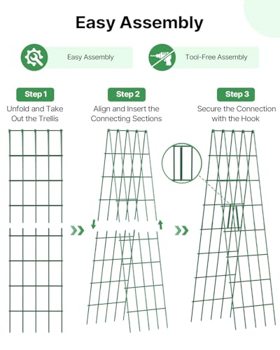 Suteck A-Frame Cucumber Trellis 59.4" 2 Pack, Foldable Metal - size: 59.4"