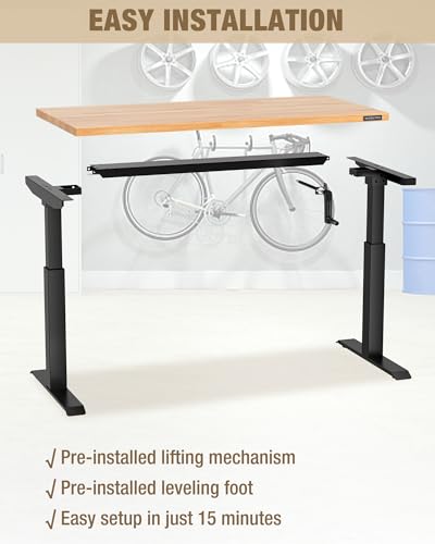 WORKPRO 47.2" x 23.6" Adjustable Workbench with Crank Handle, Rubber Wood - size: 3.93FT workbench