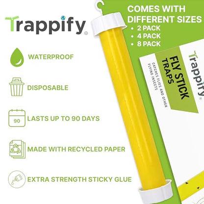 Trappify Hanging Fly Trap & Fruit Fly Traps for Indoors, Yellow, 2 Pack - size: Pack 2